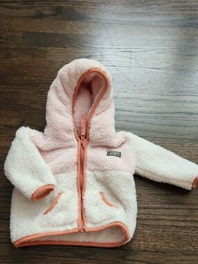 Eddie Bauer Plush Sherpa Hoodie in Soft Pink & Cream